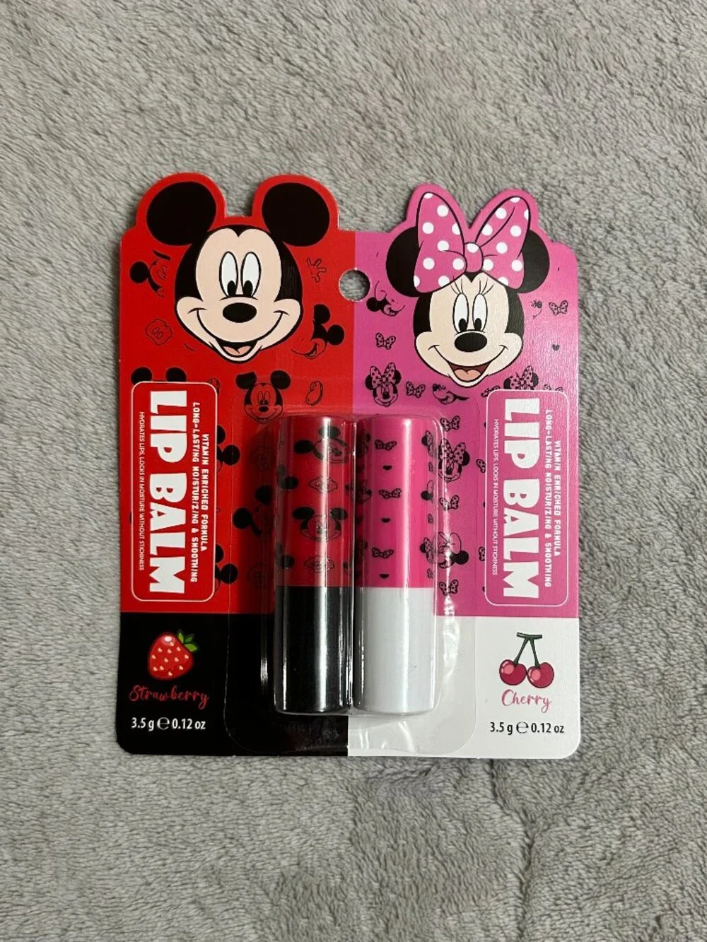 Disney Mickey & Minnie Mouse Lip Balm Set - Strawberry & Cherry 2-Pack